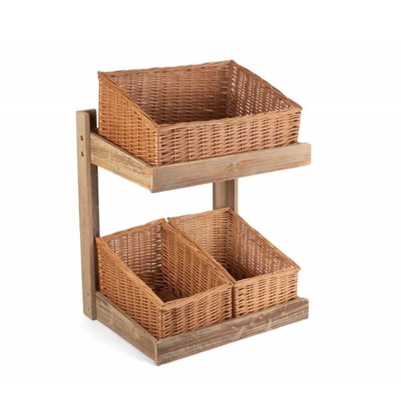 Union Rustic 2 Tier Counter Top Wicker Basket Display Stand Wayfair Co Uk